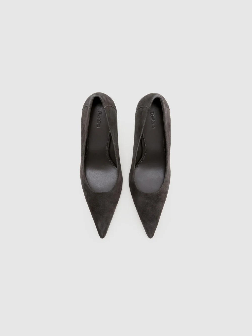 Reiss Grey Suede Pointed-toe High-heel Court Shoes, view 4