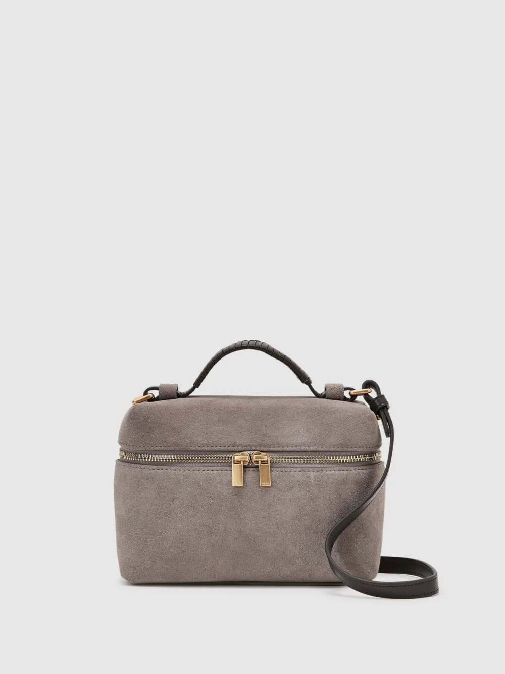 Reiss Grey Suede Vanity Crossbody Bag,, view 2