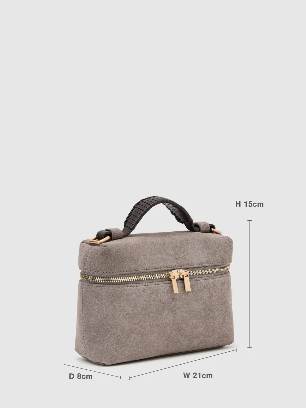 Reiss Grey Suede Vanity Crossbody Bag,, view 3