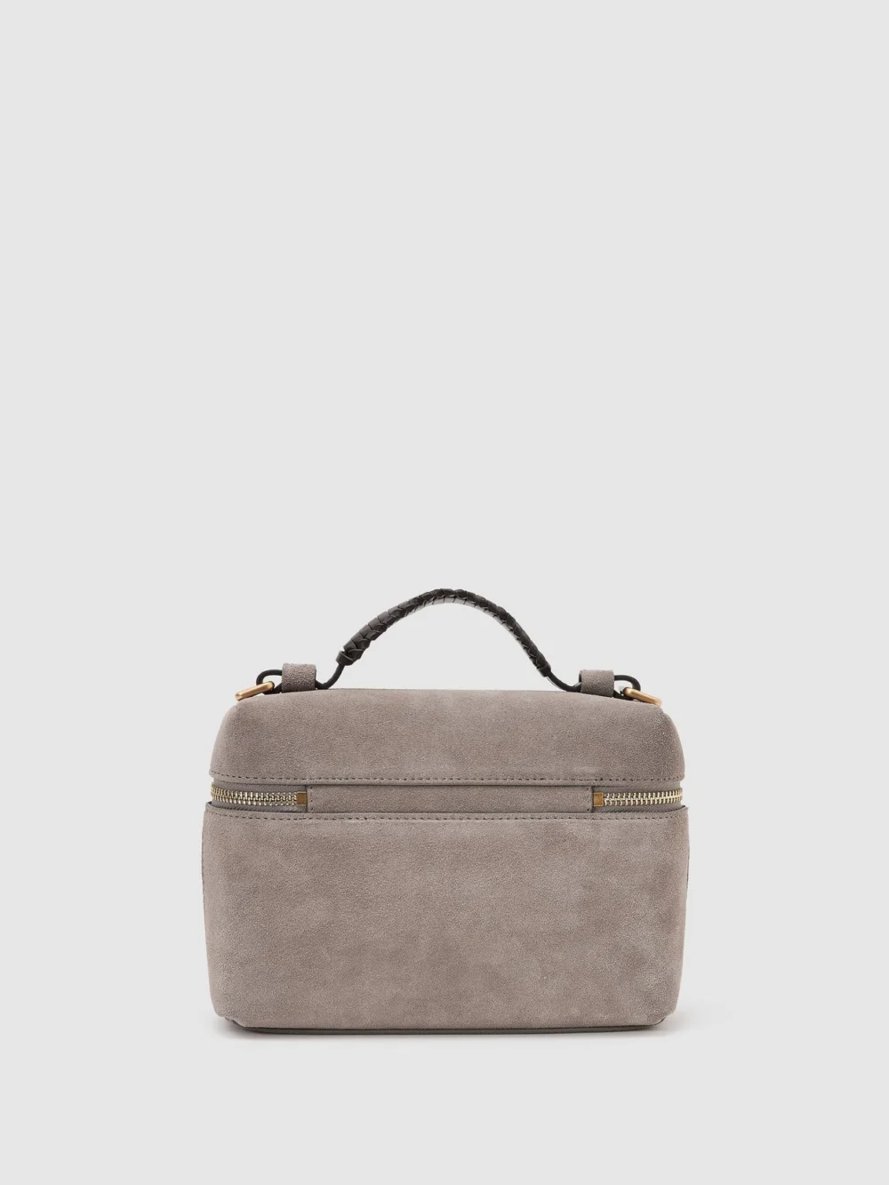 Reiss Grey Suede Vanity Crossbody Bag,, view 4