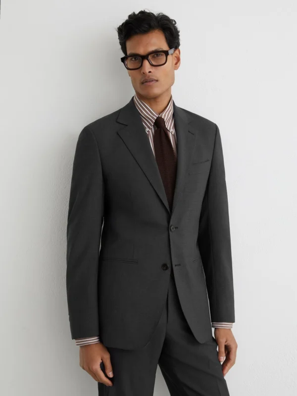 Reiss Grey Tailored Fit Wool-blend Single-breasted Suit Blazer Tailored-fit