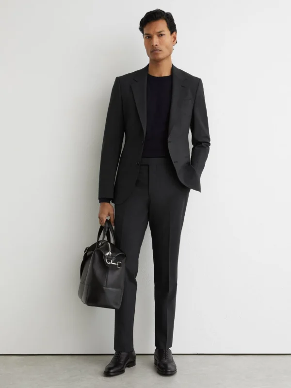 Reiss Grey Tailored Fit Wool-blend Tailored-fit Suit Trousers