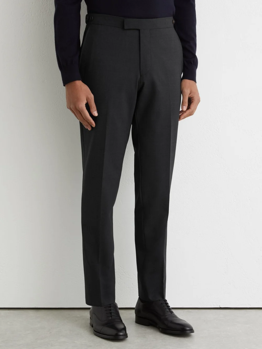 Reiss Grey Tailored Fit Wool-blend Tailored-fit Suit Trousers, view 3