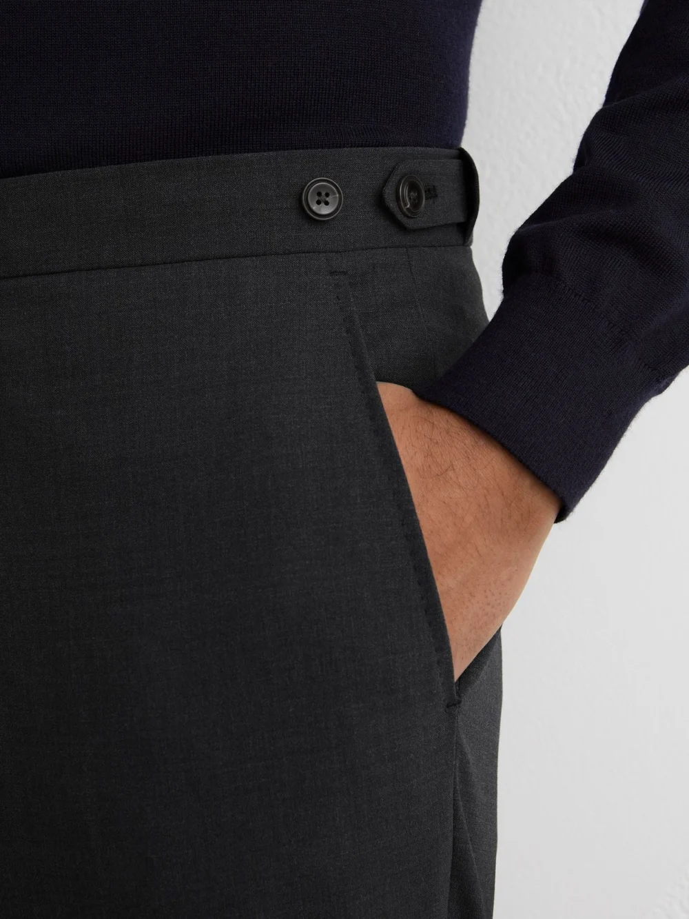 Reiss Grey Tailored Fit Wool-blend Tailored-fit Suit Trousers, view 4
