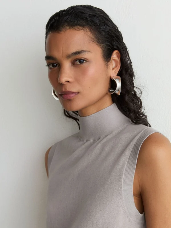Reiss Grey Ultra-soft Merino Wool Funnel-neck Vest