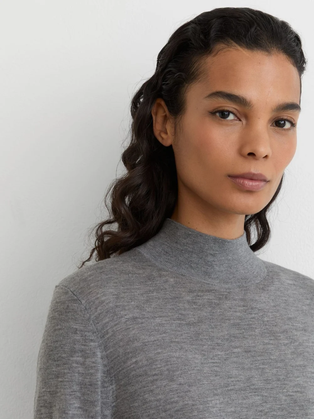 Reiss Grey Ultra-soft Merino Wool High-neck Jumper