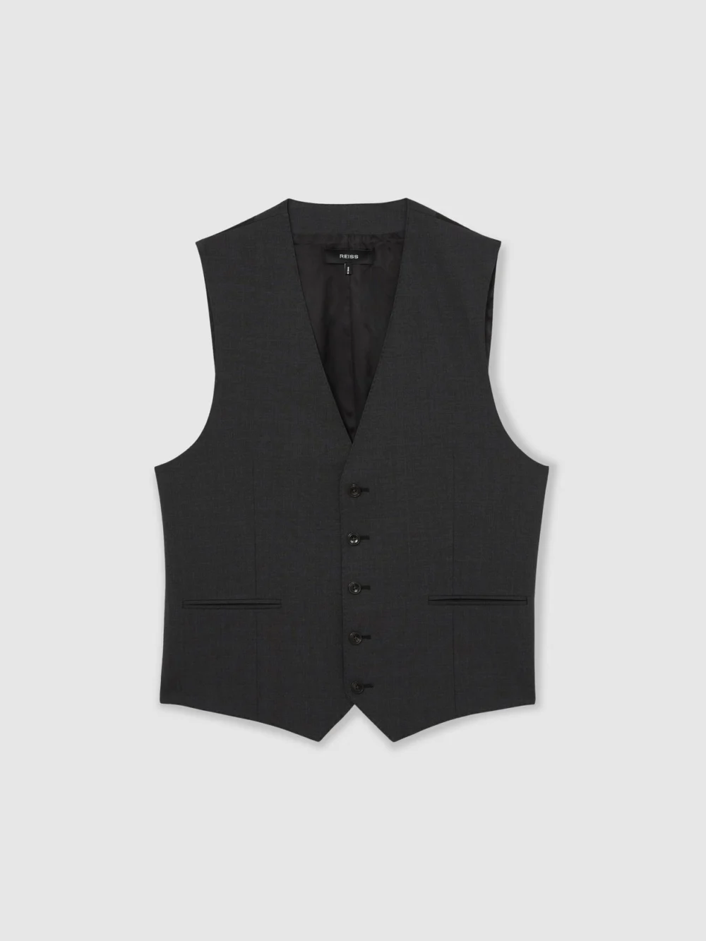 Reiss Grey Wool-blend Tailored-fit Waistcoat, view 2