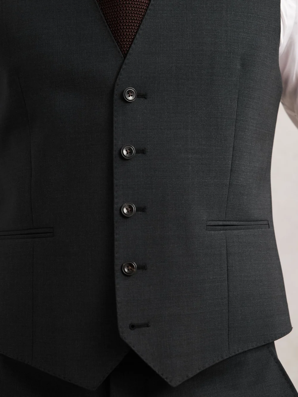 Reiss Grey Wool-blend Tailored-fit Waistcoat, view 4