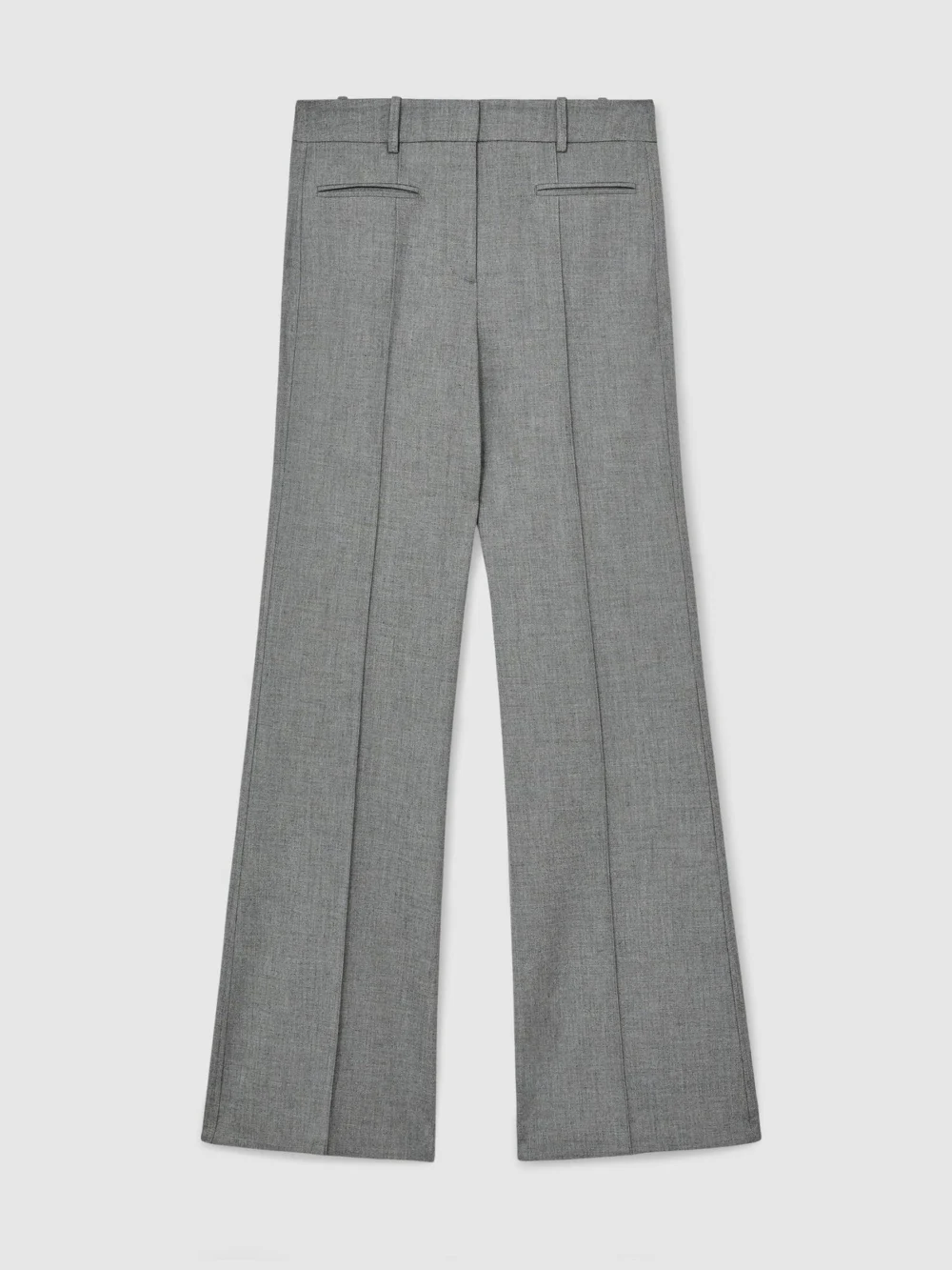 Reiss Grey Woven Pintuck-detail Flared Trousers, view 2