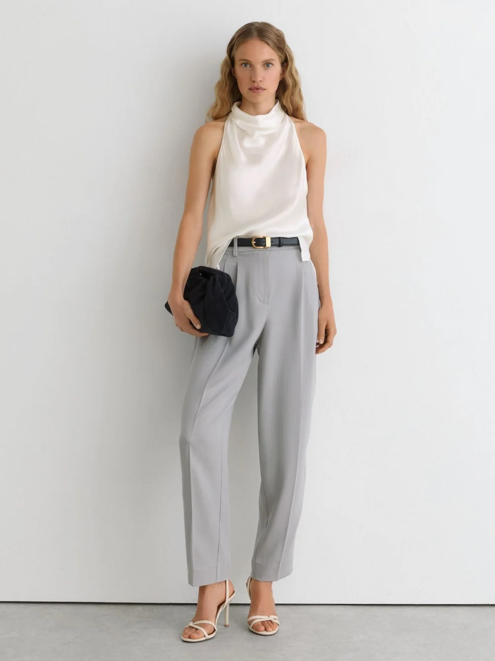 Reiss Hammered-silk Cowl-neck Top, view 3