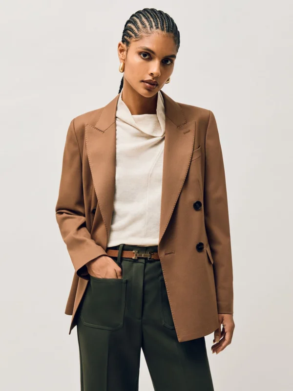 Reiss Hayley Women's Tan Leather Square Hinge Belt