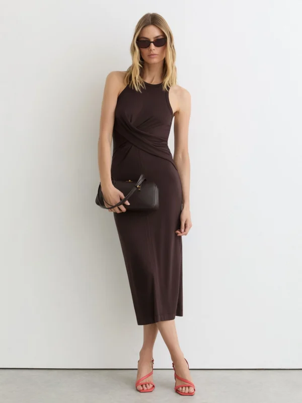 Reiss Helena Grape Twist-front Sleeveless Jersey Dress, M