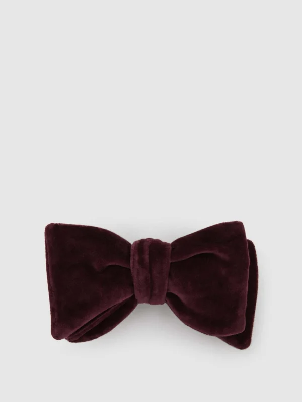 Reiss Hike Bordeaux Velvet Bow Tie, One Size