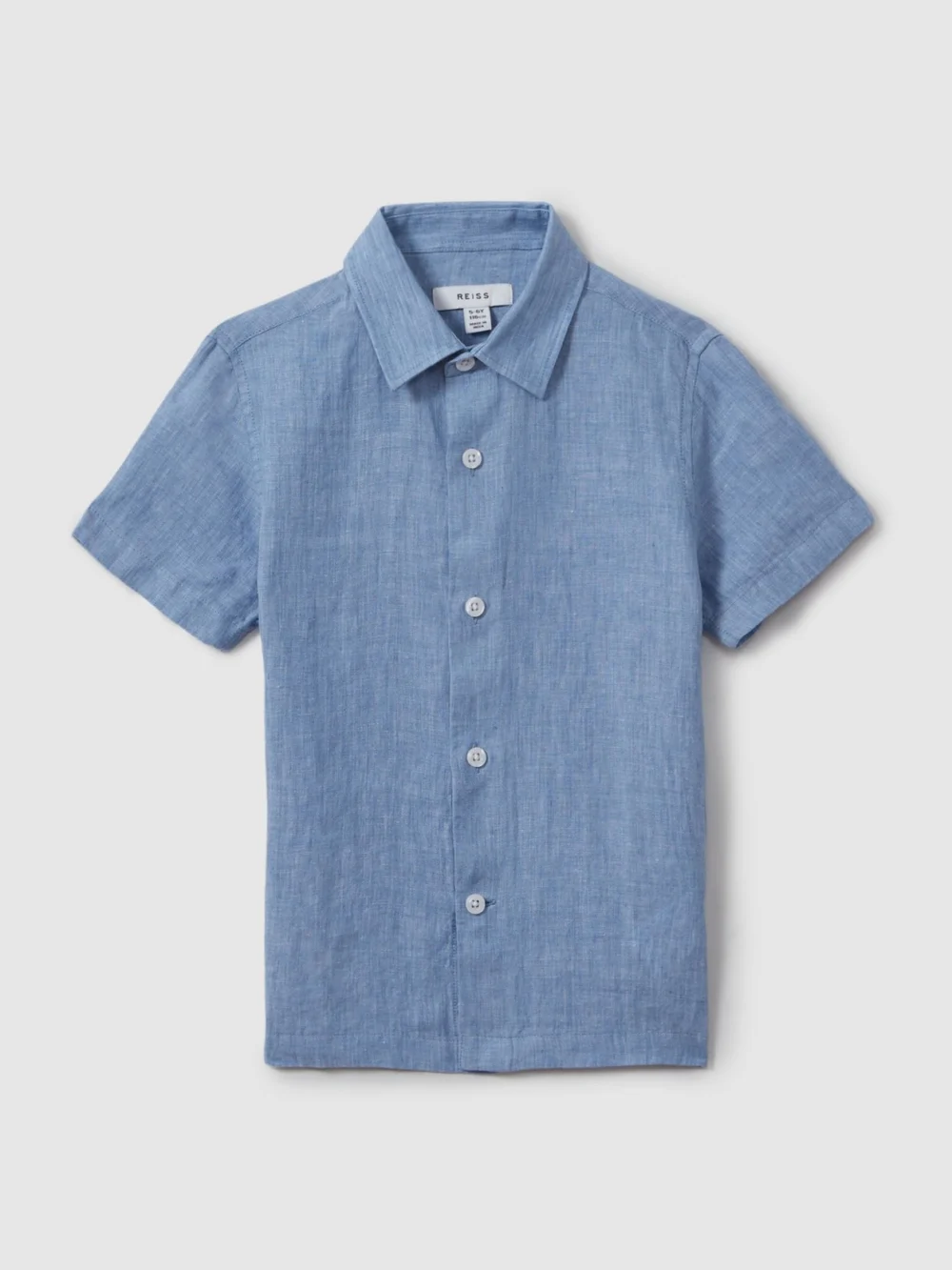 Reiss Holiday Shirt Linen Marl Texture in Sky Blue, view 2
