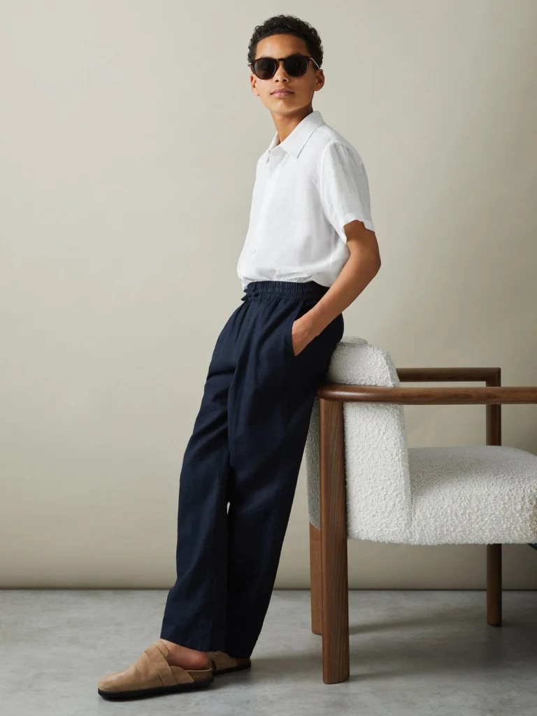 Reiss Holiday Shirt Linen Marl Texture in White