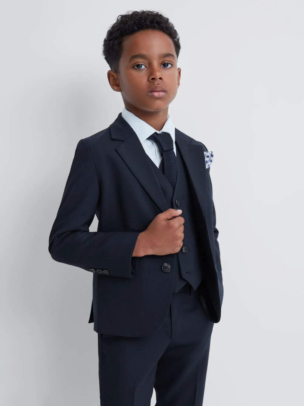 Reiss Hope Single Breasted Blazer Cotton Plain in navy