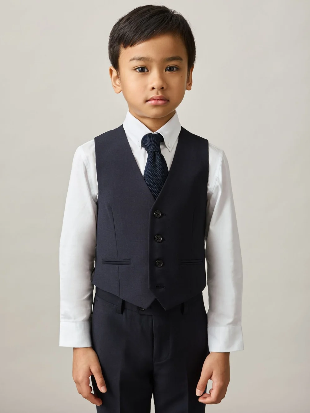 Reiss Hope Travel Waistcoat Wool Plain in navy