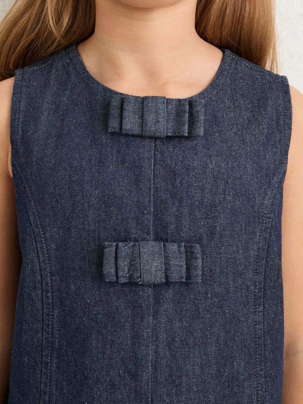 Reiss Indigo 9-13 yrs Sleeveless Pleated Denim Dress, view 4