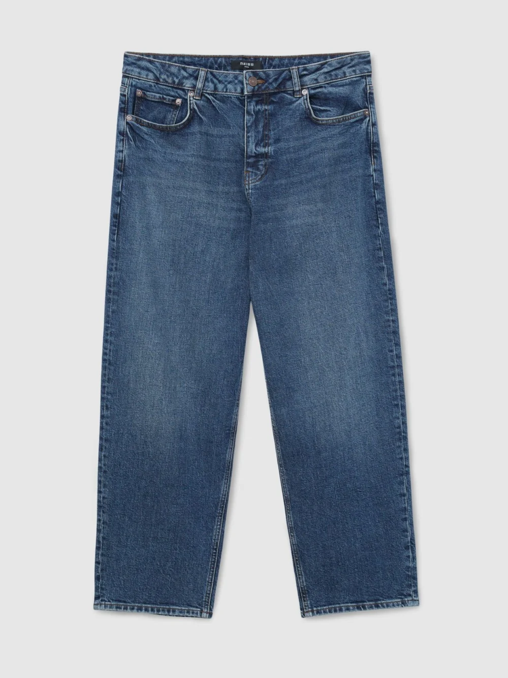 Reiss Indigo Blue Wash Barrel-leg Jeans, view 2