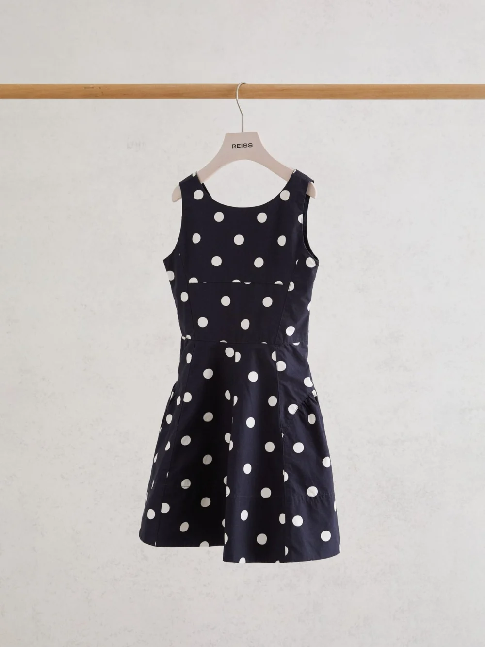Reiss Irevy & 9-13 yrs Cotton Polka-dot Sleeveless Dress, 9-10 Years in navy/cream