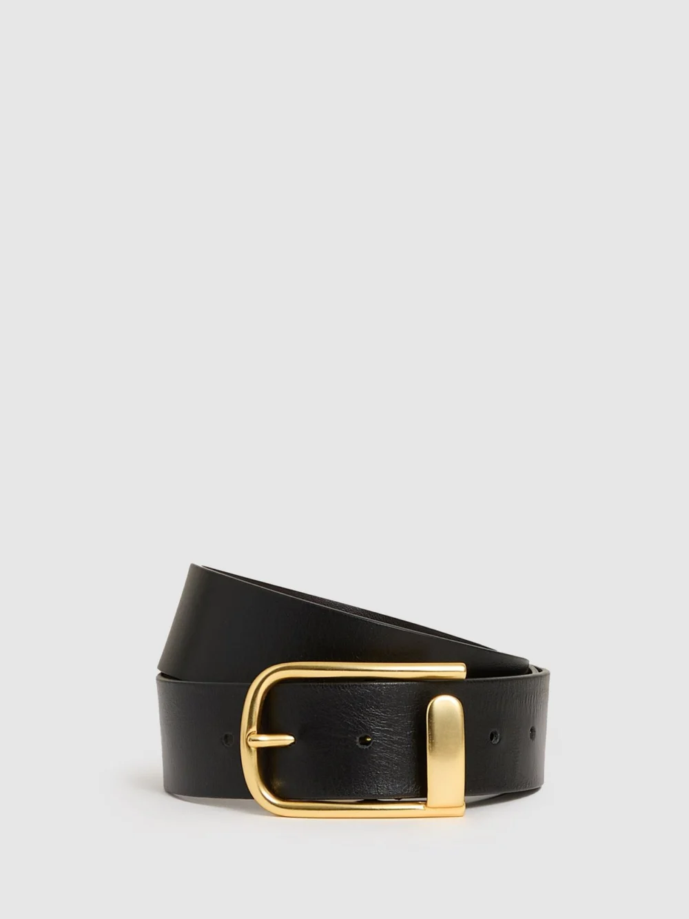 Reiss Iyla Belt Leather Plain in Black