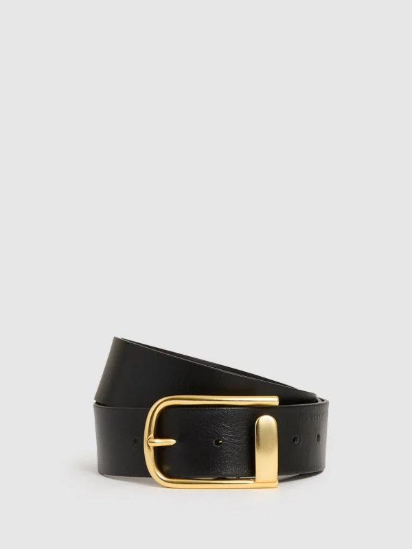 Reiss Iyla Belt Leather Plain in Black