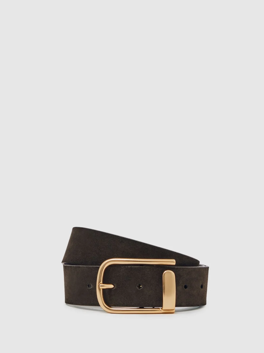Reiss Iyla Belt Leather Plain in Chocolate, view 2