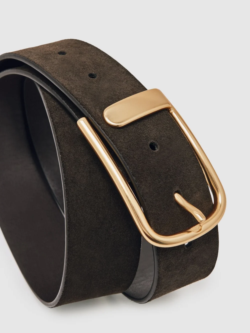 Reiss Iyla Belt Leather Plain in Chocolate, view 4