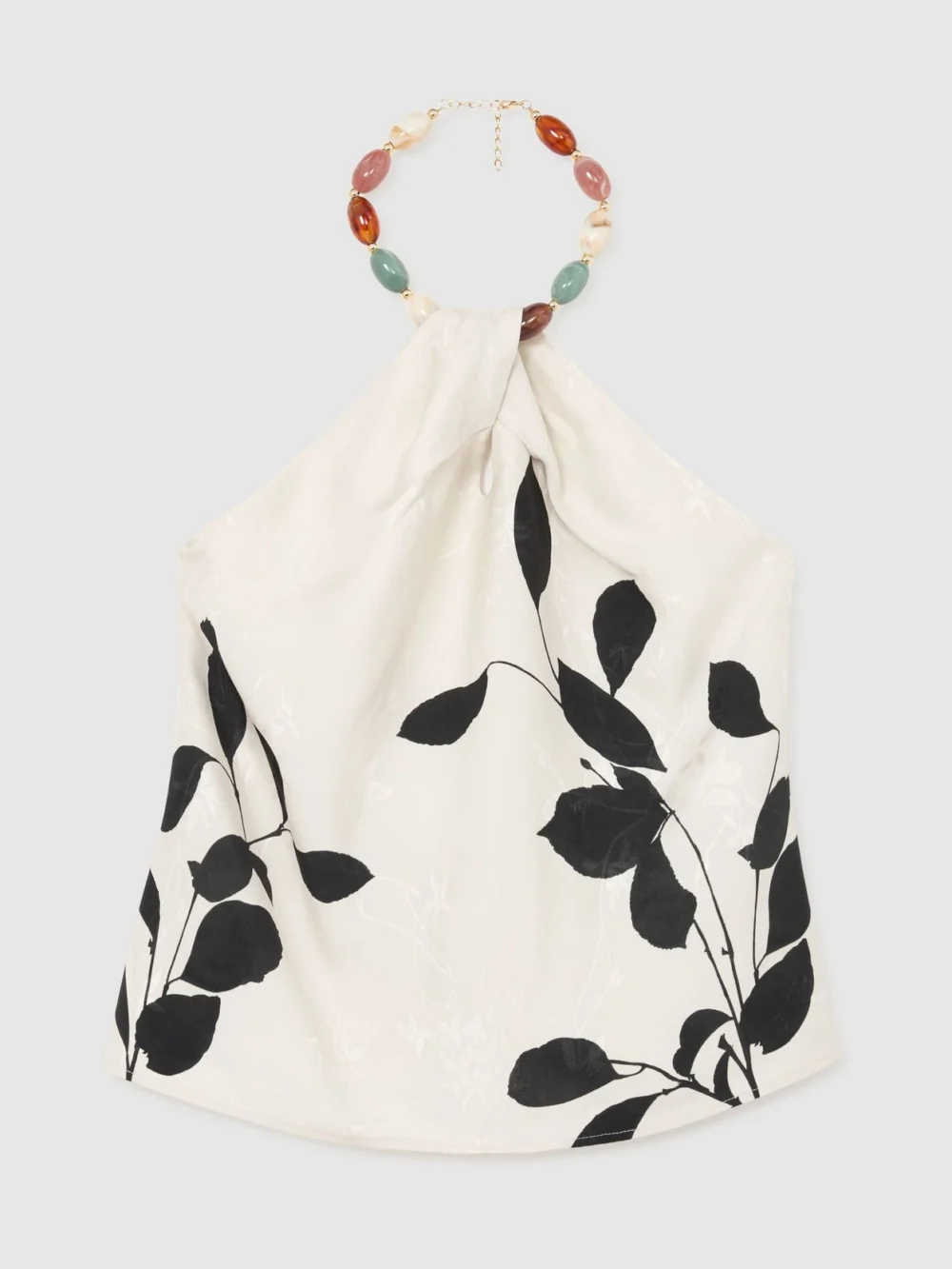 Reiss Jacquard Printed Beaded-halterneck Top, view 3