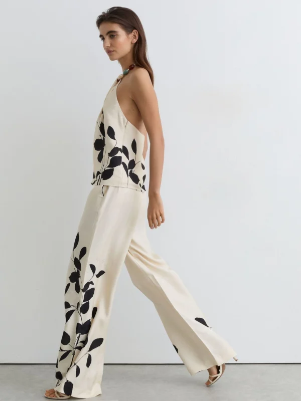 Reiss Jacquard Printed Wide-leg Trousers