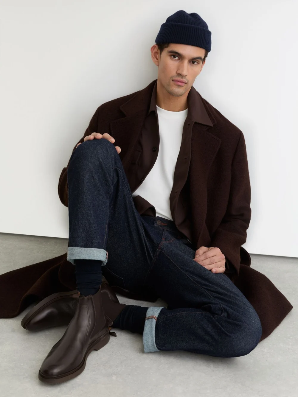 Reiss Jagger Men's Dark Brown Leather Chelsea Boots, view 3