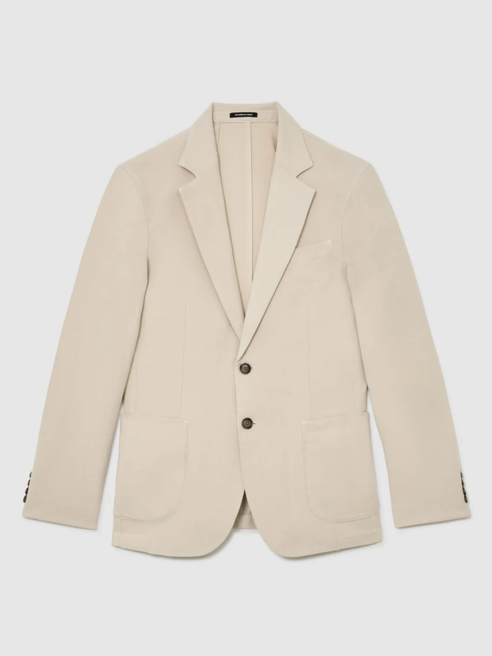 Reiss Jason Stone Garment-dyed Piqué Single-breasted Suit Blazer Tailored-fit, 42, view 2