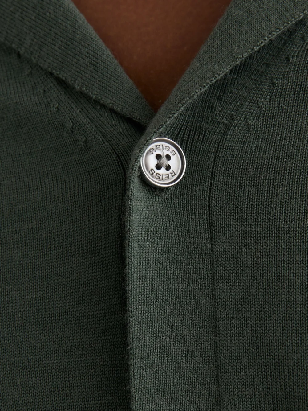 Reiss Kale Green Merino Wool Cuban-collar Shirt, view 3