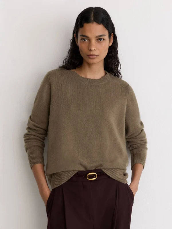 Reiss Khaki Green Cashmere Crew-neck Jumper
