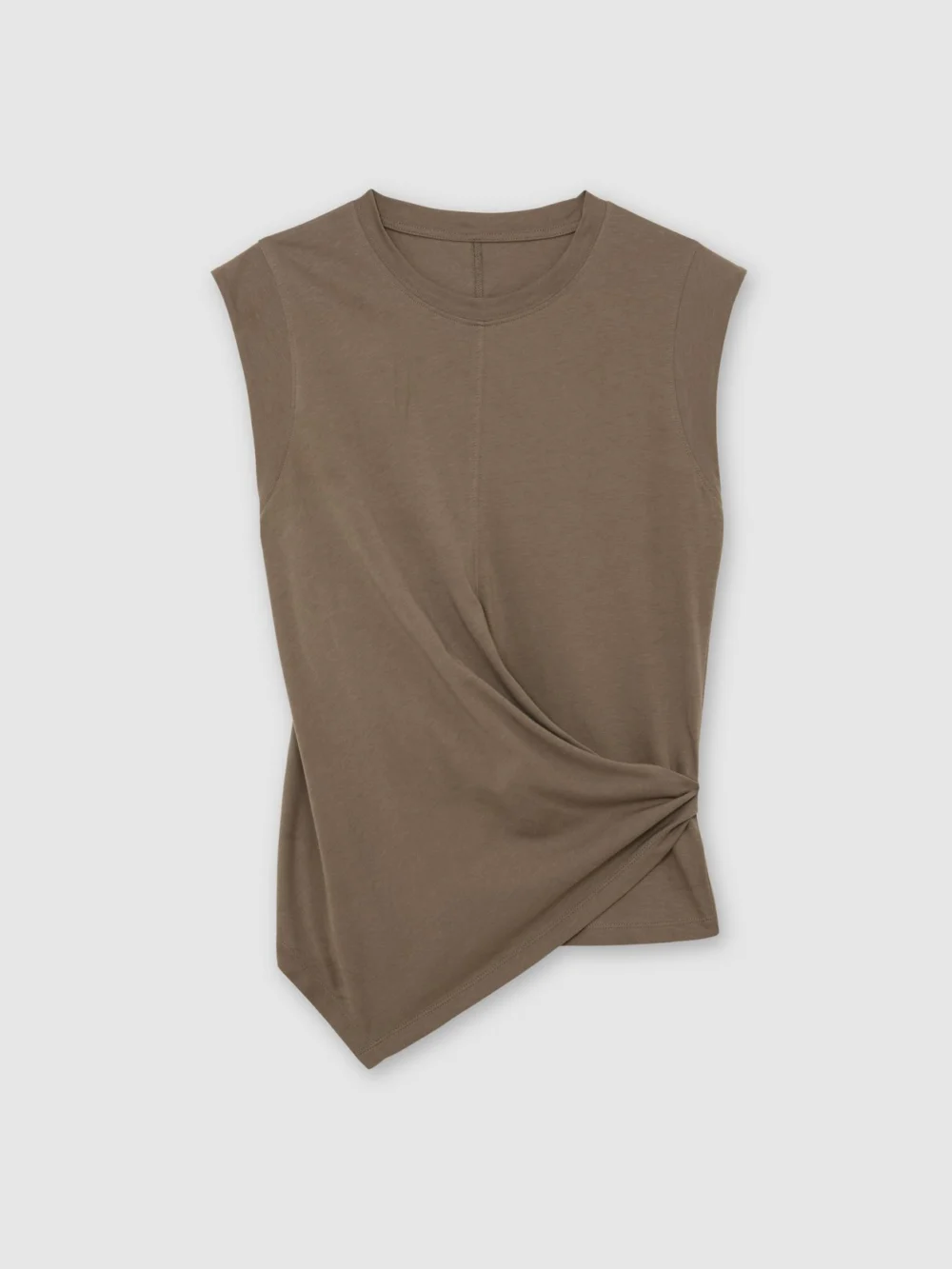 Reiss Khaki Green Cotton Drape Cap-sleeve T-shirt, view 2