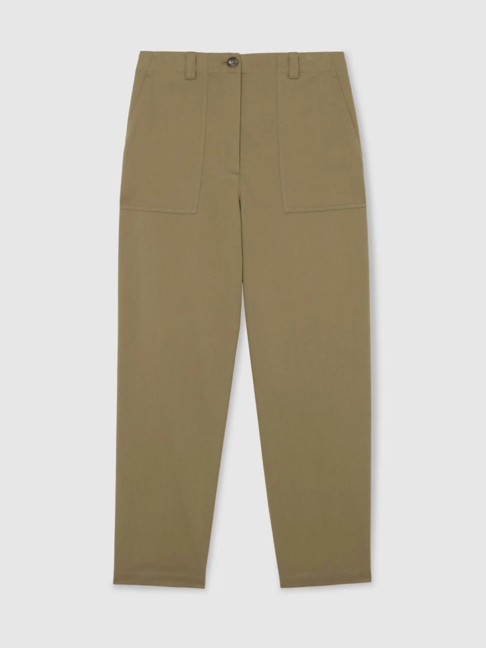 Reiss Khaki Green Cotton-lyocell Tapered Trousers, view 2