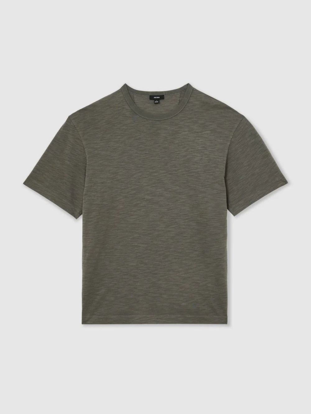 Reiss Khaki Green Cotton Slub Relaxed-fit T-shirt, view 2