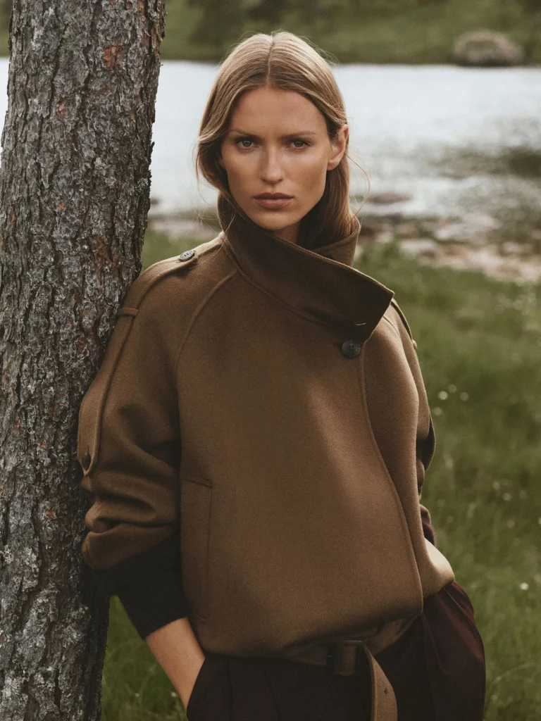 Reiss Khaki Green Wool-blend Funnel-neck Blindseam Coat