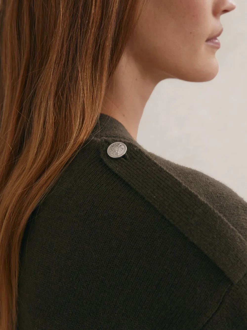 Reiss Khaki Green Wool-cashmere Button-through Cardigan, view 3