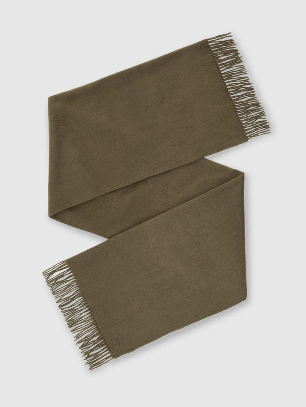 Reiss Khaki Wool and Cashmere Scarf,, view 2