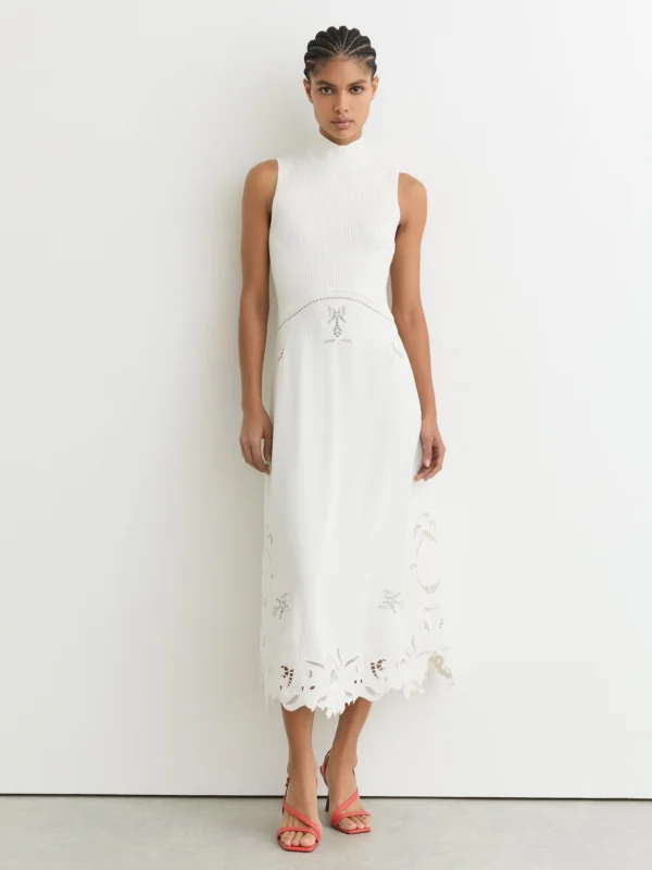 Reiss Knit Woven Midi Dress