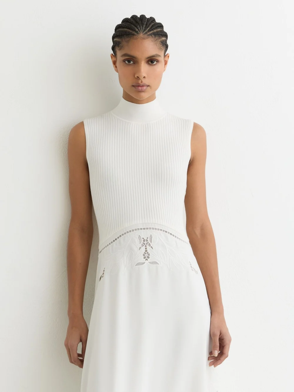 Reiss Knit Woven Midi Dress, view 3