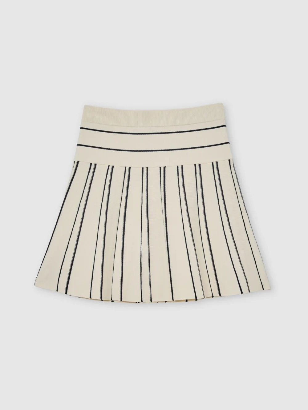 Reiss Knitted Stripe Pleated Skirt, view 2