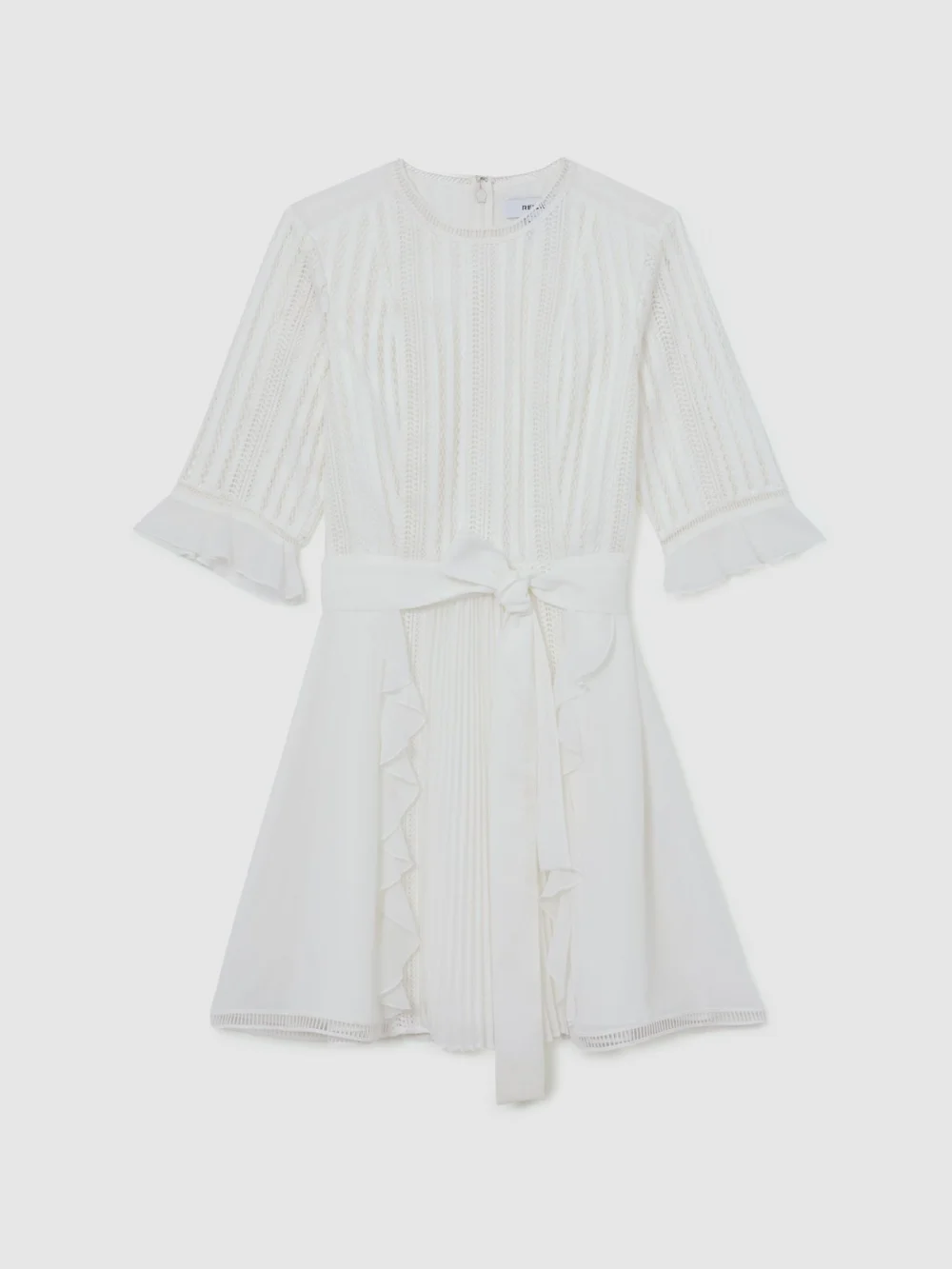 Reiss Lace-detail Belted Mini Dress, view 2