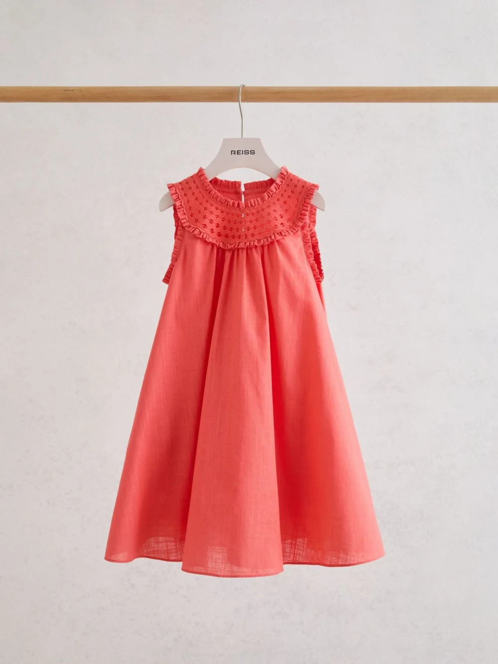 Reiss Larna Coral Pink 9-13 yrs Cotton Cutwork-embroidery Swing Dress