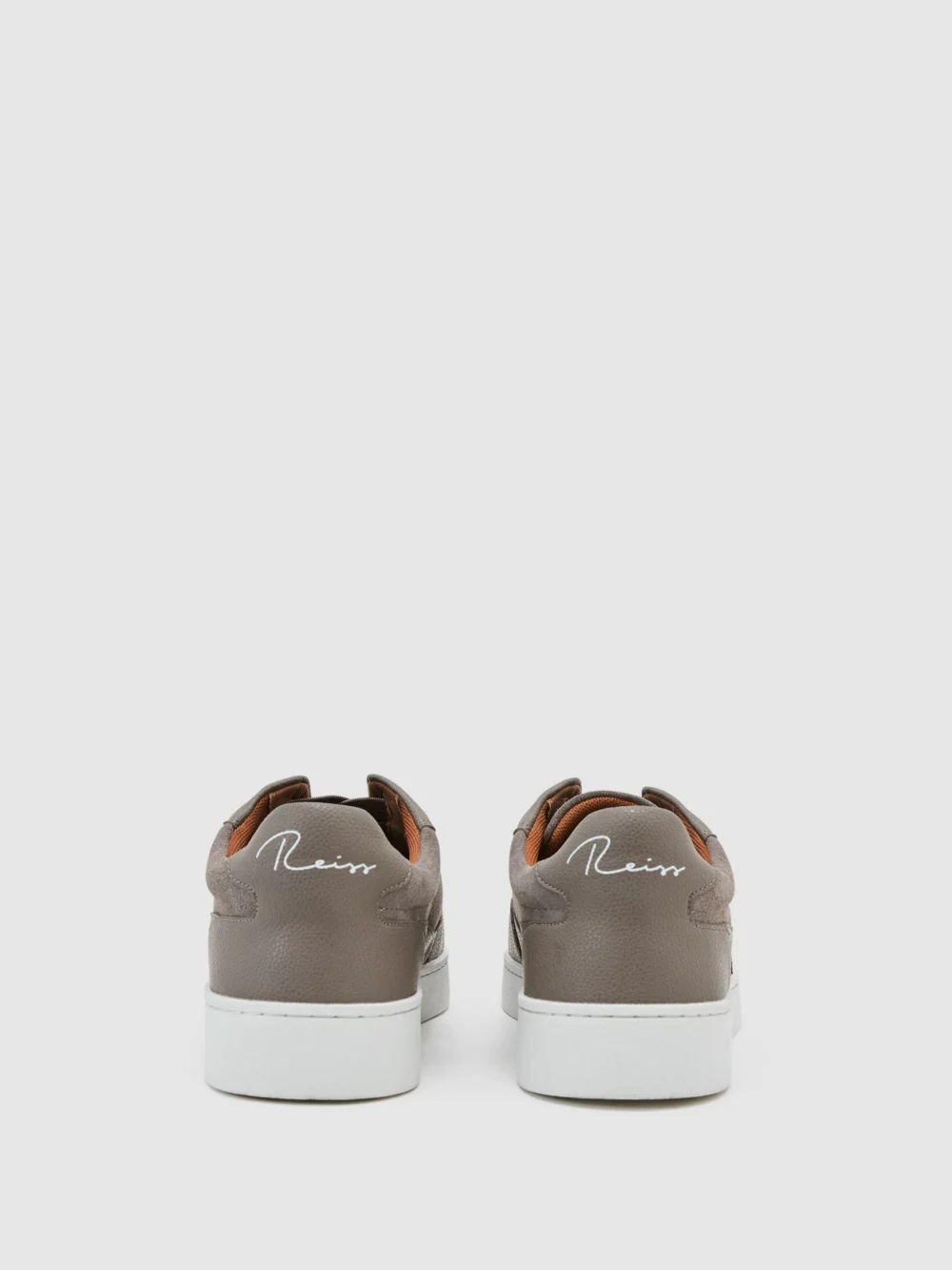 Reiss Lavender Grey Leather and Suede Elasticated-lace Trainers, view 4