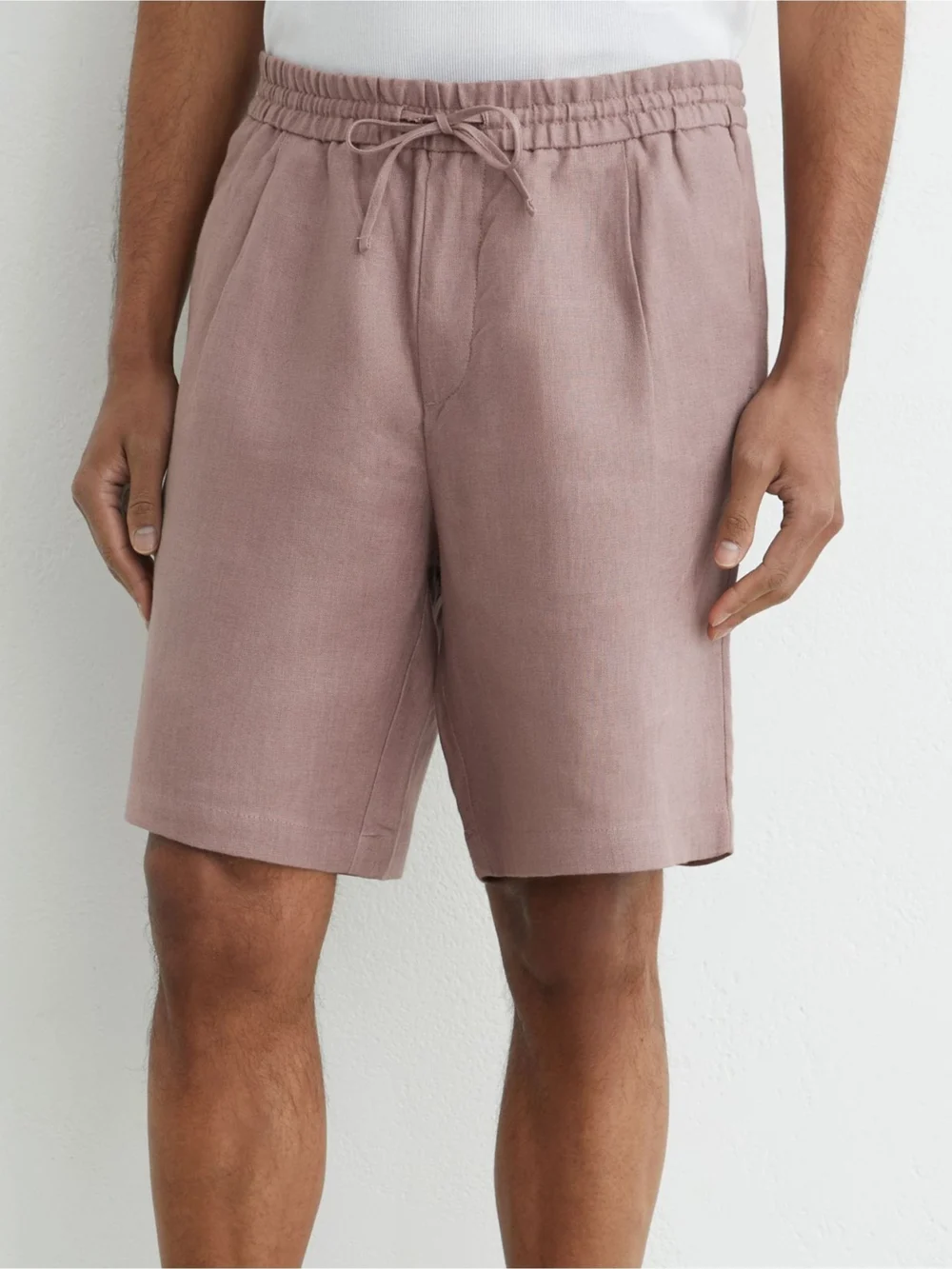 Reiss Lavender Pink Short Linen Drawstring Shorts, view 3