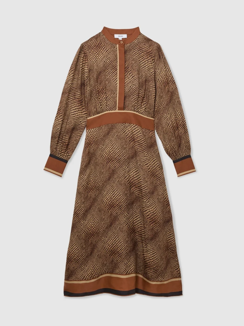 Reiss Leia Neutral Animal-print Midi Shirt Dress, 10, view 2