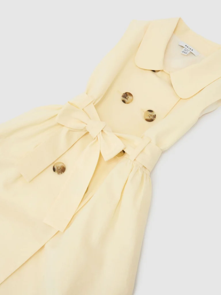 Reiss Lemon Yellow 13-14 yrs Lyocell-blend Buttoned Shirt Dress,