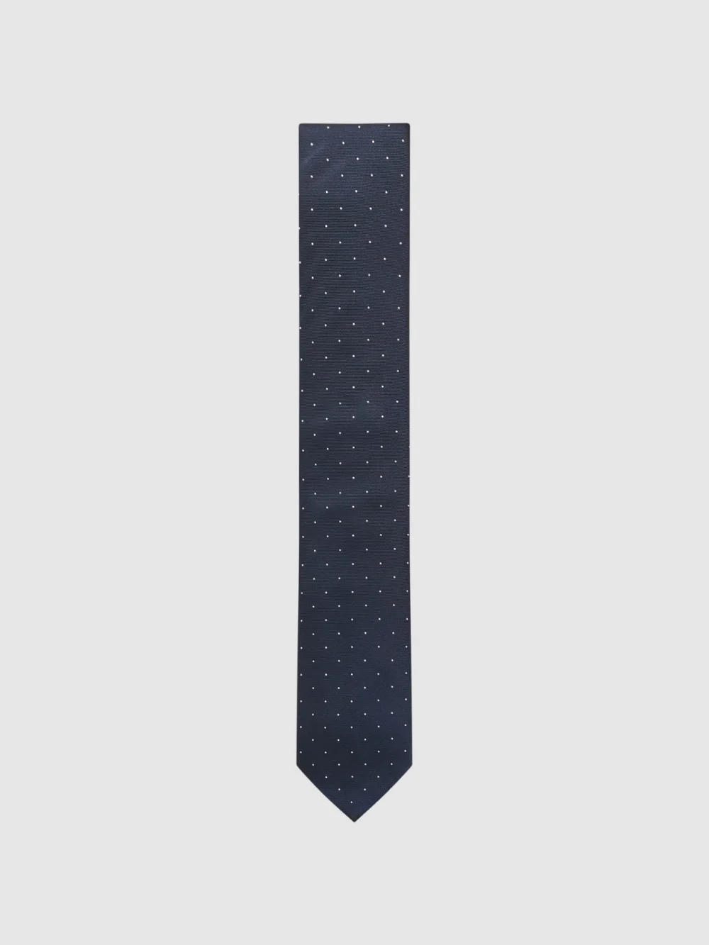 Reiss Liam Navy Silk Tie - Blue Polka Dot